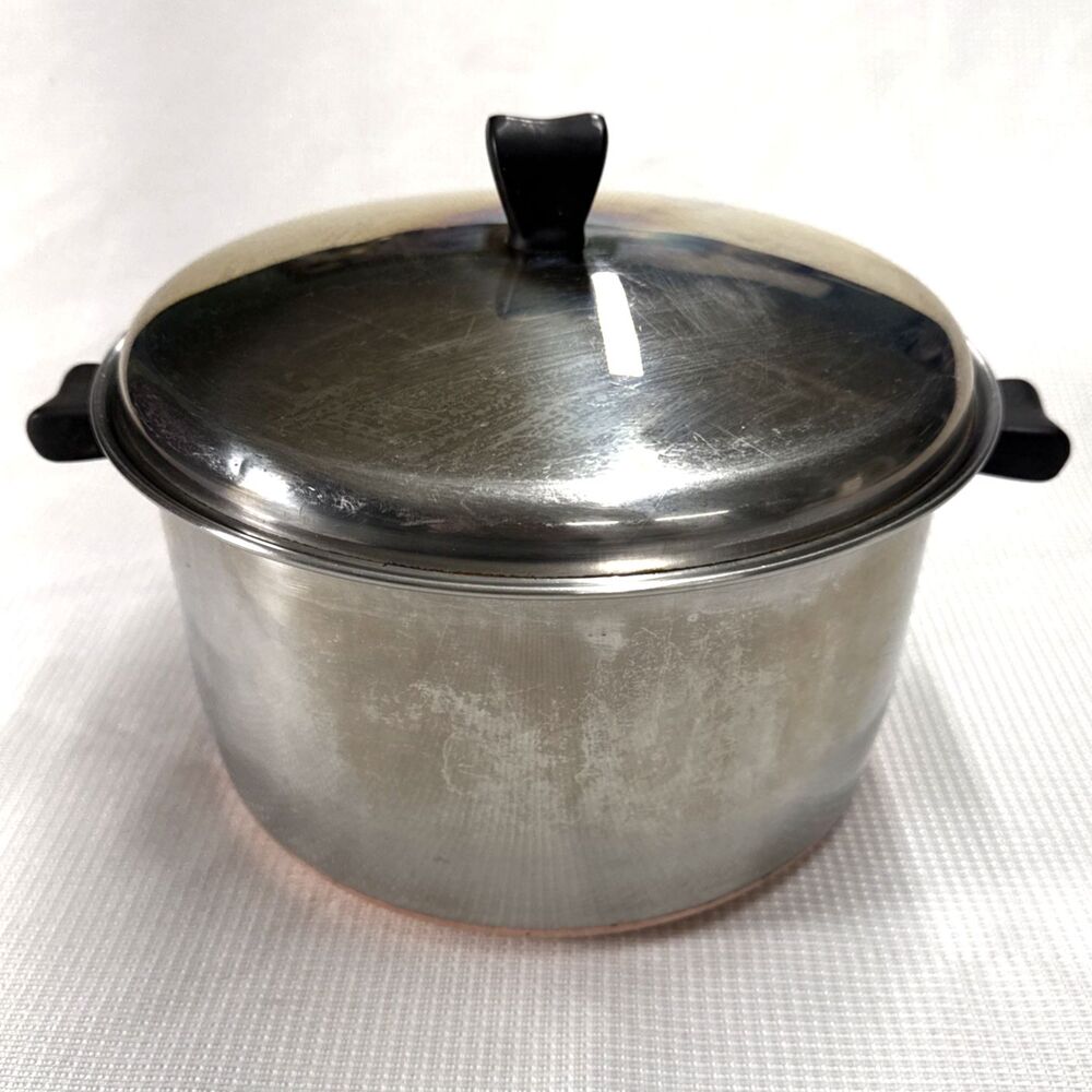 THERMIC RAY By NORRIS LA Stock Pot w/ Lid Set Stainless Steel Copper Bottom USA